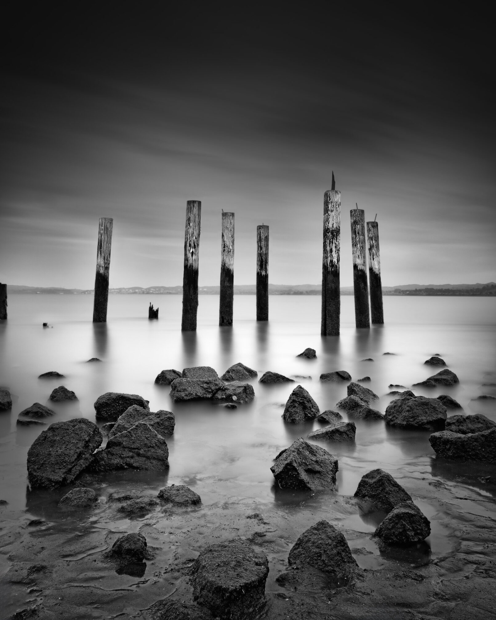 Sticks in water at Point Pinole, California