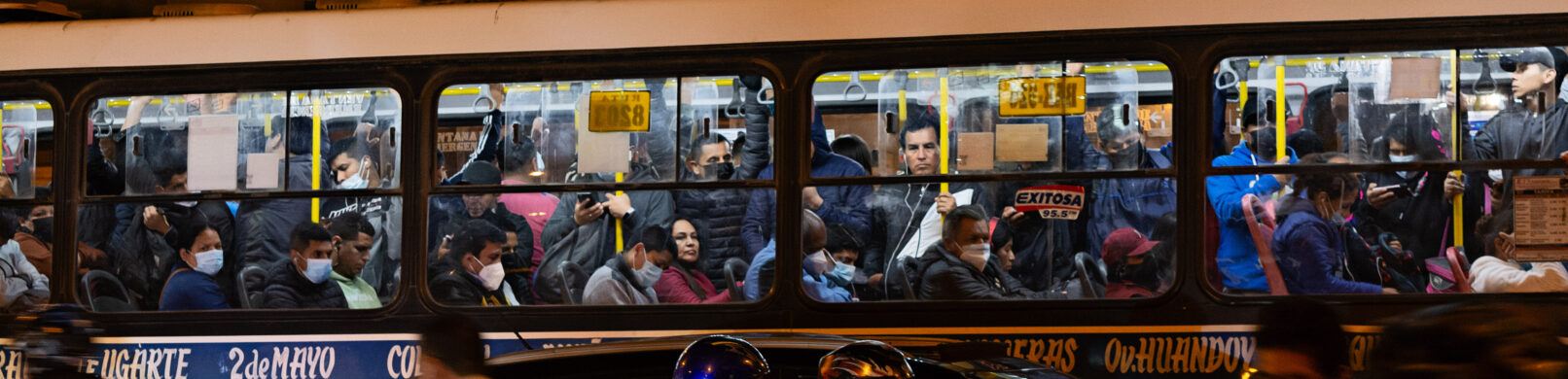 Bus with people in Lima, Peru