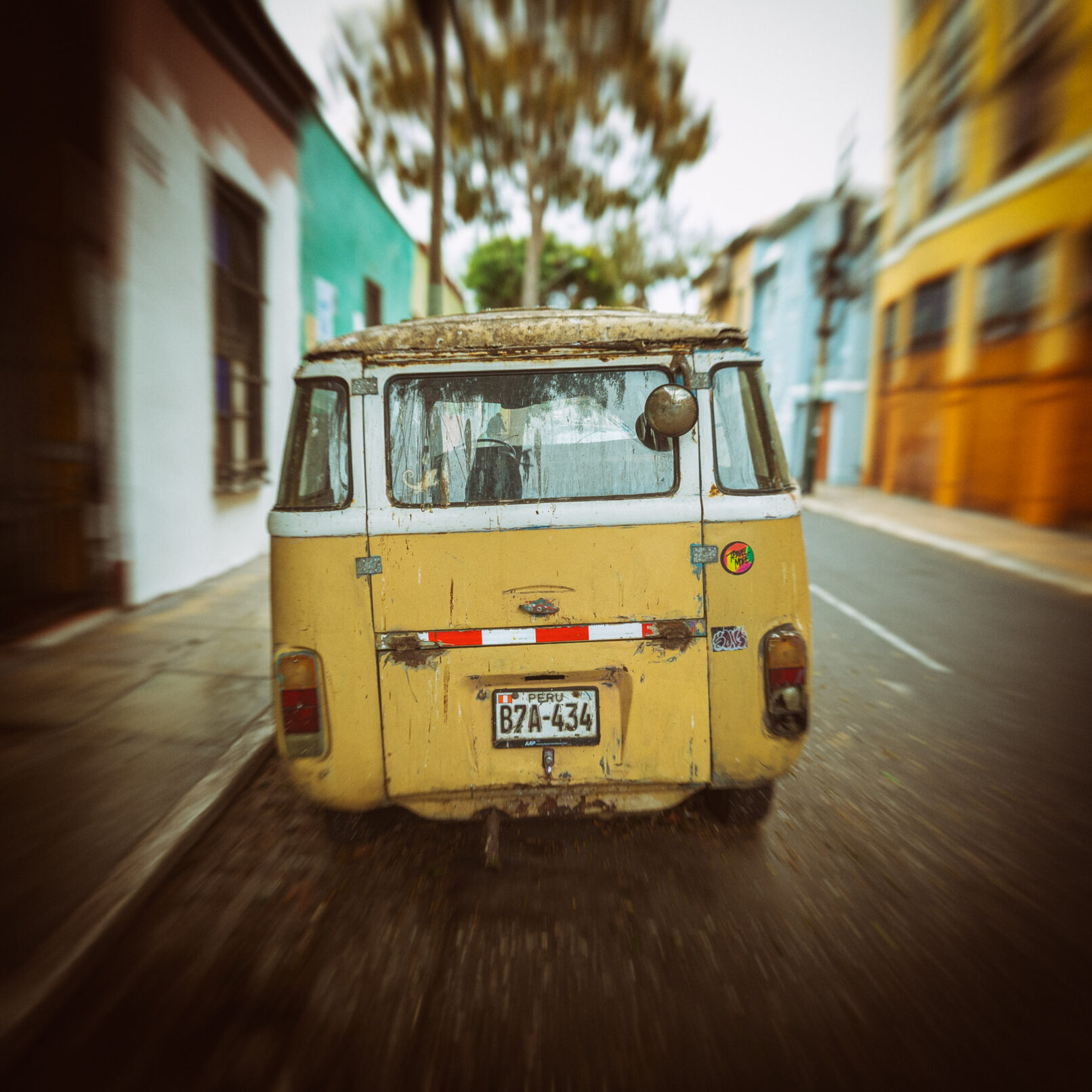 Old van on street in Lima, Peru