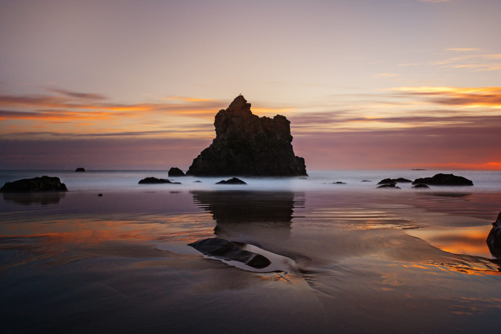 Rock in water at Pinnacle Beach, California