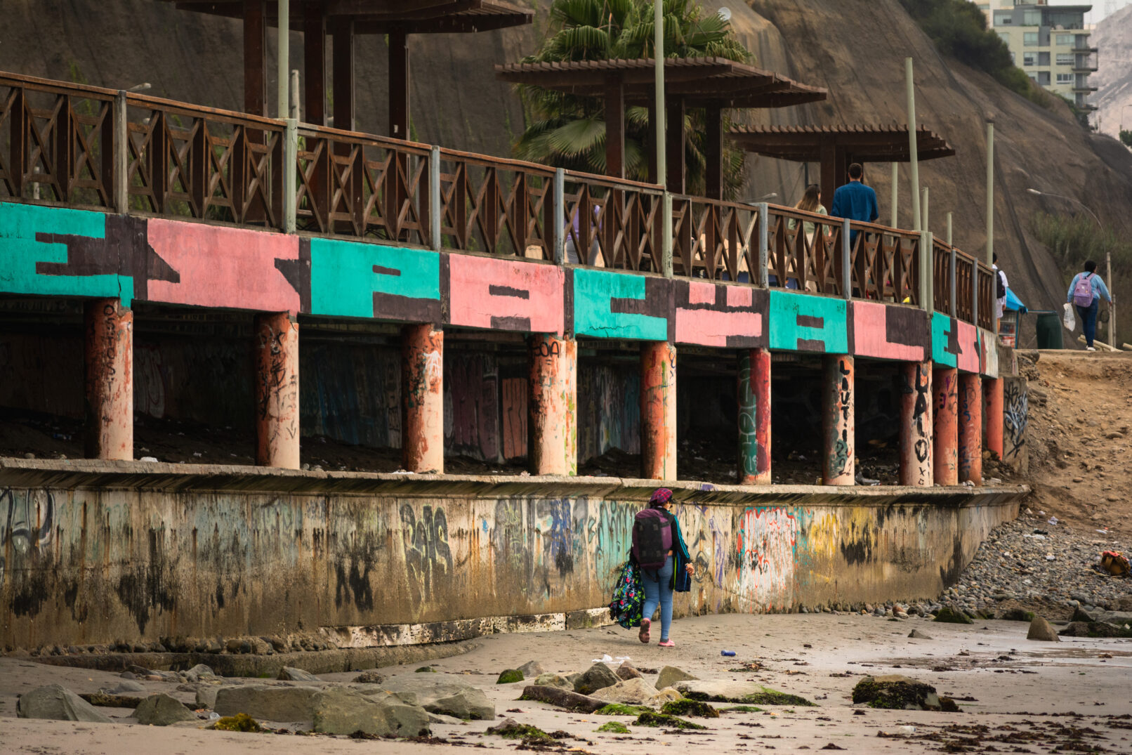 Beach structure in Lima, Peru