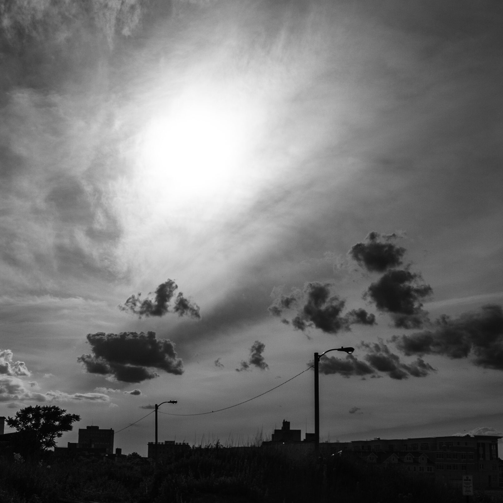 Streetlamps and sky