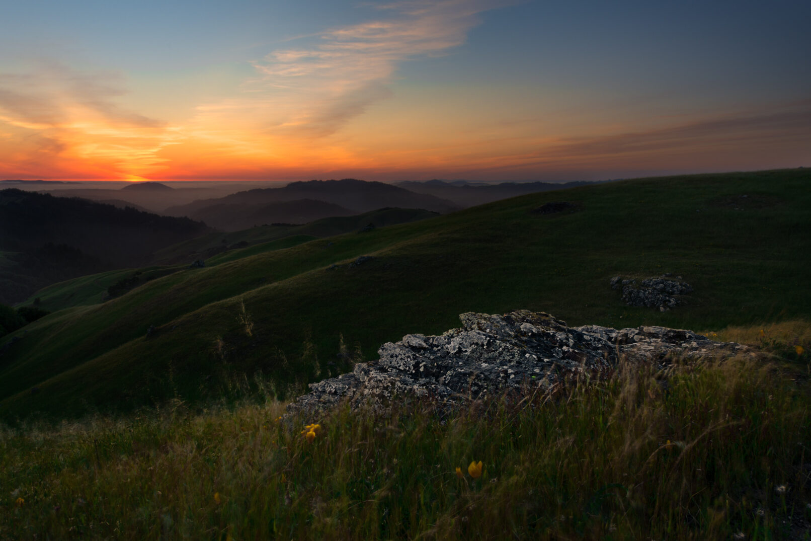 Sunset from Barnabe Mountain, Lagunitas, California