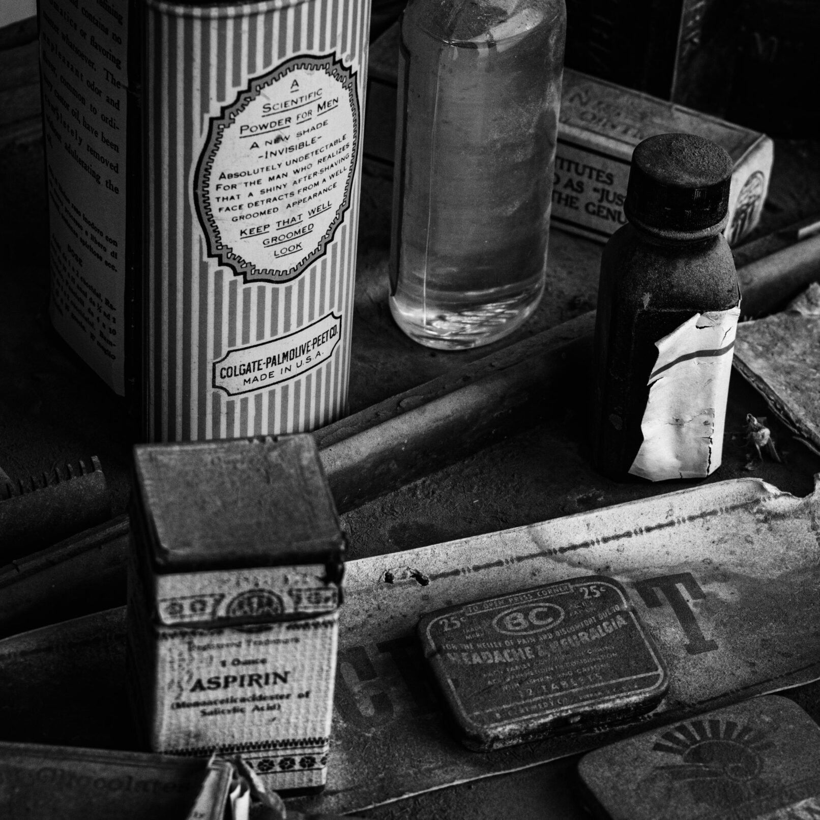 Medicine bottles in Bodi, California ghost town