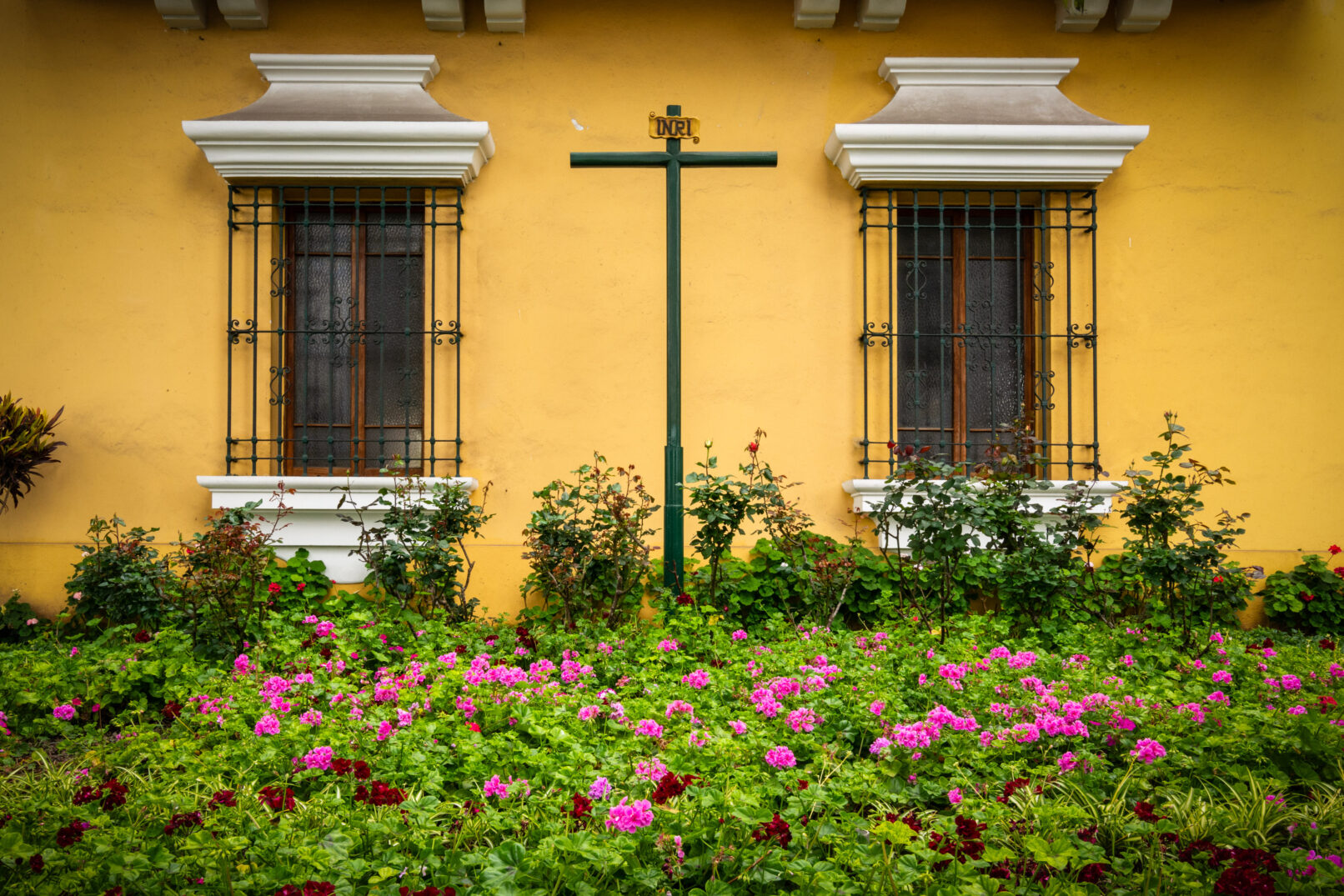 church yard with flowers, Lima, Peru