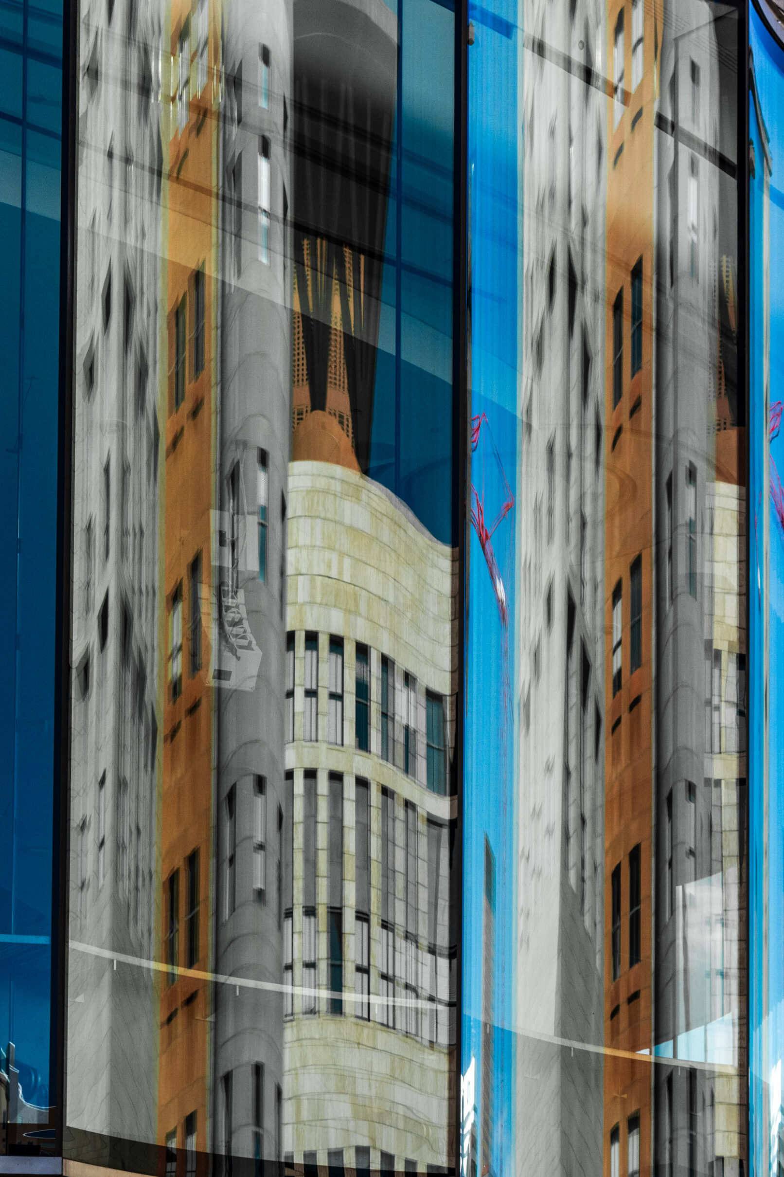 buildings distorted reflections