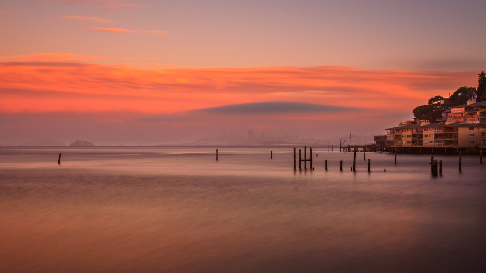 San Francisco sunset and skyline from Sausalito