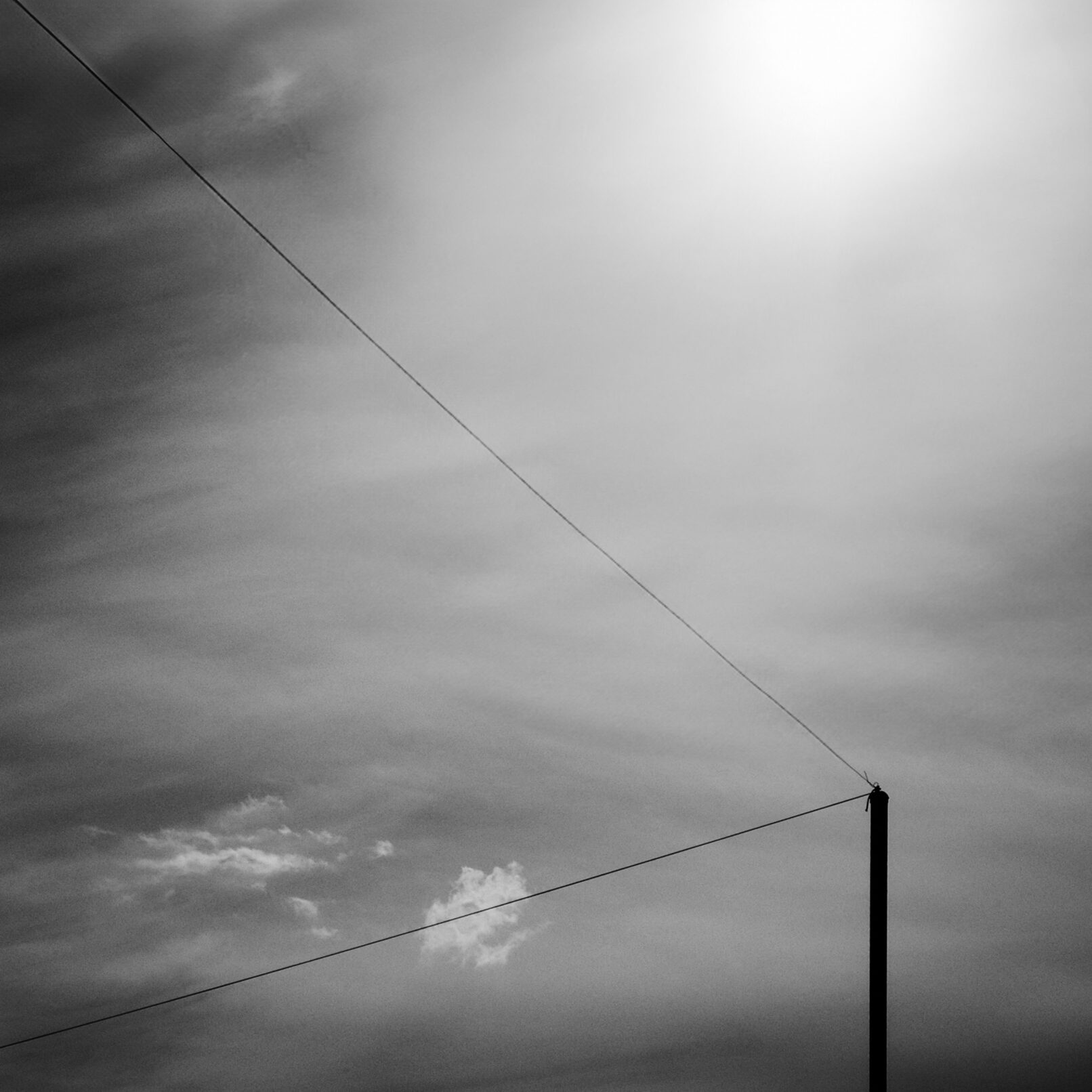 Telephone wires against sky