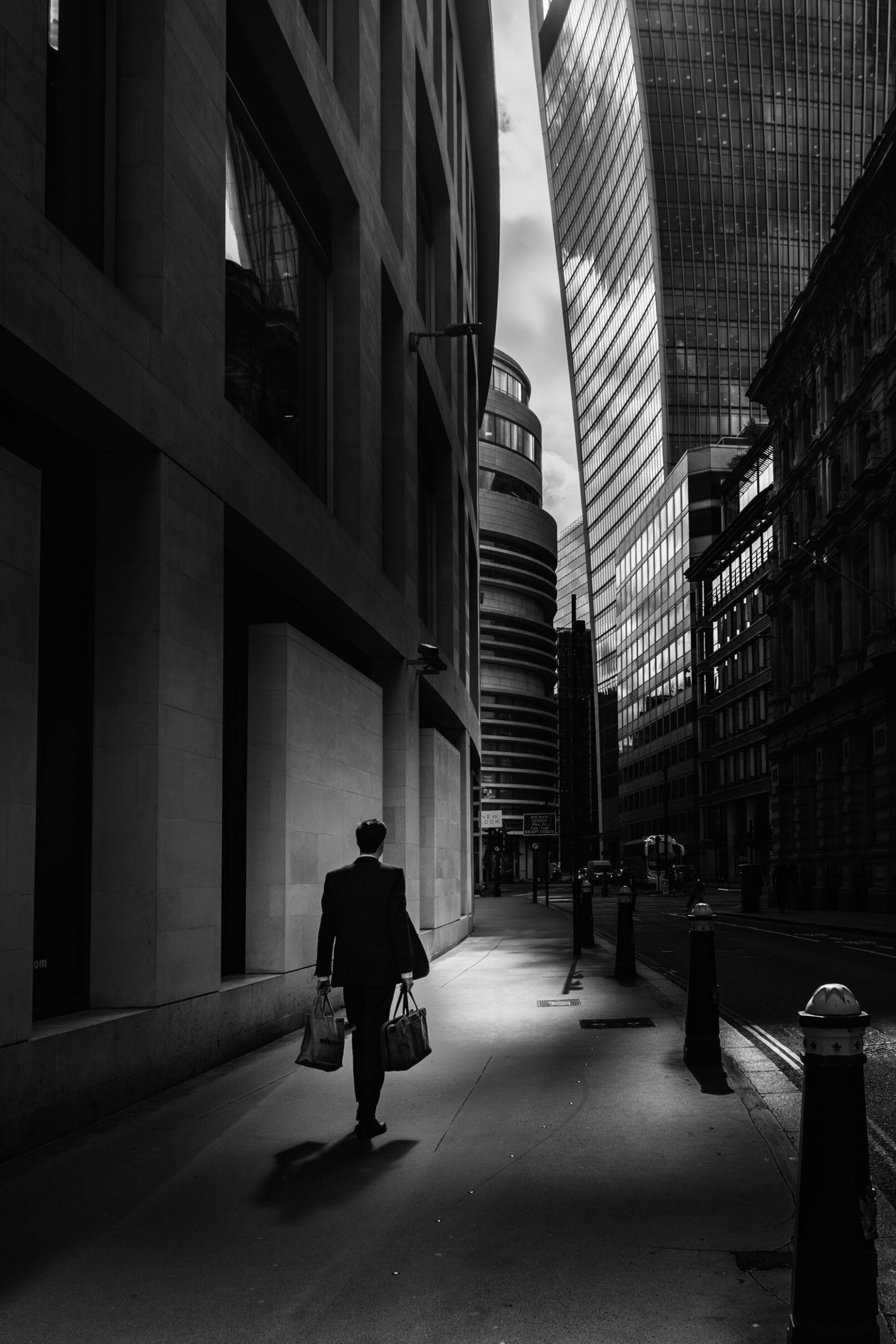 man on London street